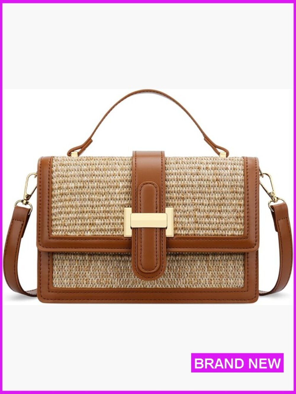 Crossbody Bag with Top Handle Adjustable Strap Faux Leather Purse Sling Handbag